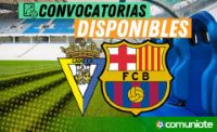 Jugadores convocados para el partido Cádiz y Barcelona. Jornada 5.
