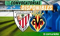 Jugadores convocados para el partido Athletic y Villarreal. Jornada 12.