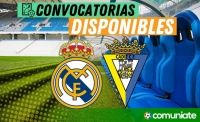 Jugadores convocados para el partido Real Madrid y Cádiz. Jornada 14.