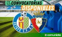 Jugadores convocados para el partido Getafe y Osasuna. Jornada 5.