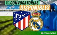 Jugadores convocados para el partido Atlético de Madrid y Real Madrid. Jornada 6.