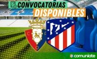 Jugadores convocados para el partido Osasuna y Atlético de Madrid. Jornada 7.