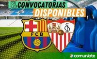 Jugadores convocados para el partido Barcelona y Sevilla. Jornada 8.