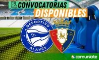 Jugadores convocados para el partido Alavés y Osasuna. Jornada 8.