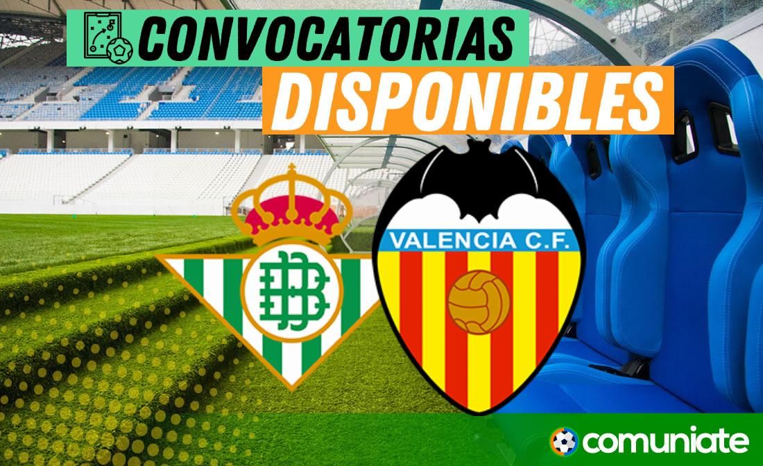 Jugadores convocados para el partido Betis y Valencia. Jornada 8. Jugadores convocados para el partido Betis y Valencia. Jornada 8.