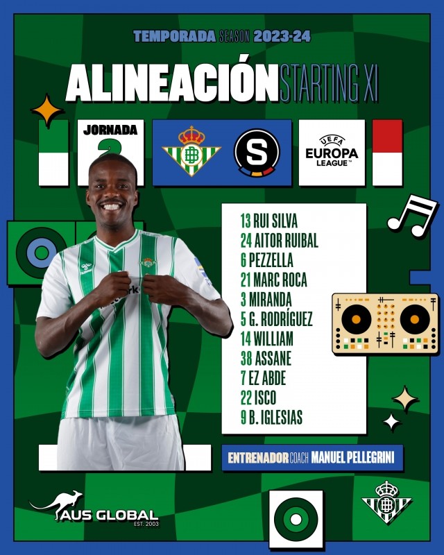 Ya tenemos la alineación confirmada del Real Betis. Ya tenemos la alineación confirmada del Real Betis.