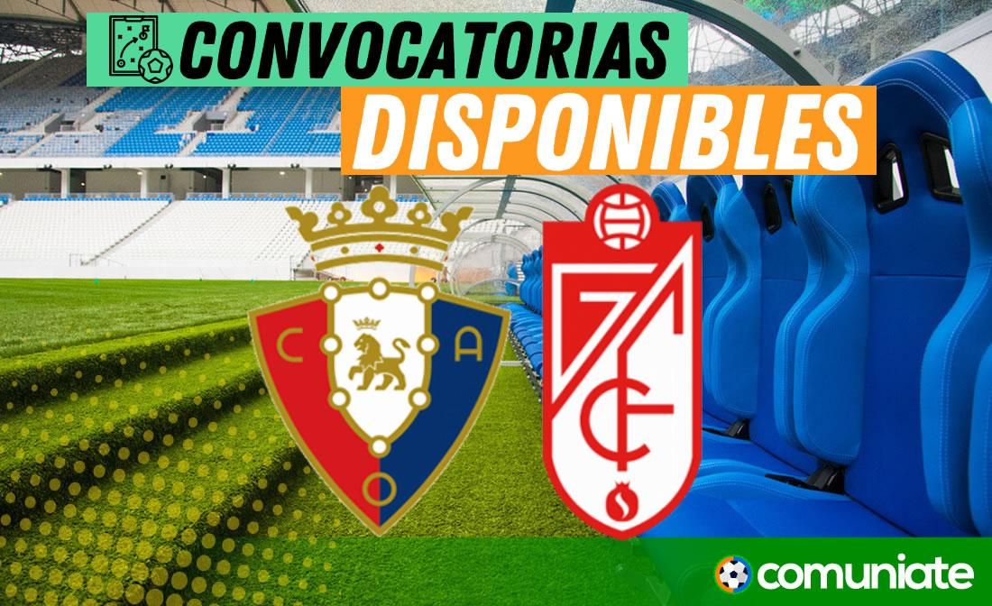 Jugadores convocados para el partido Osasuna y Granada. Jornada 10. Jugadores convocados para el partido Osasuna y Granada. Jornada 10.