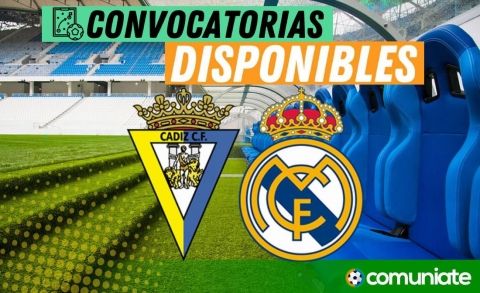 Jugadores convocados para el partido Cádiz y Real Madrid. Jornada 14.