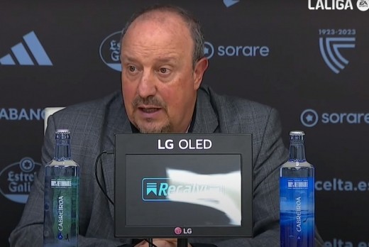Rafa Benítez valora el empate, explica el cambio de Larsen y los cambios en general, no habla del arbitraje y la clasificación