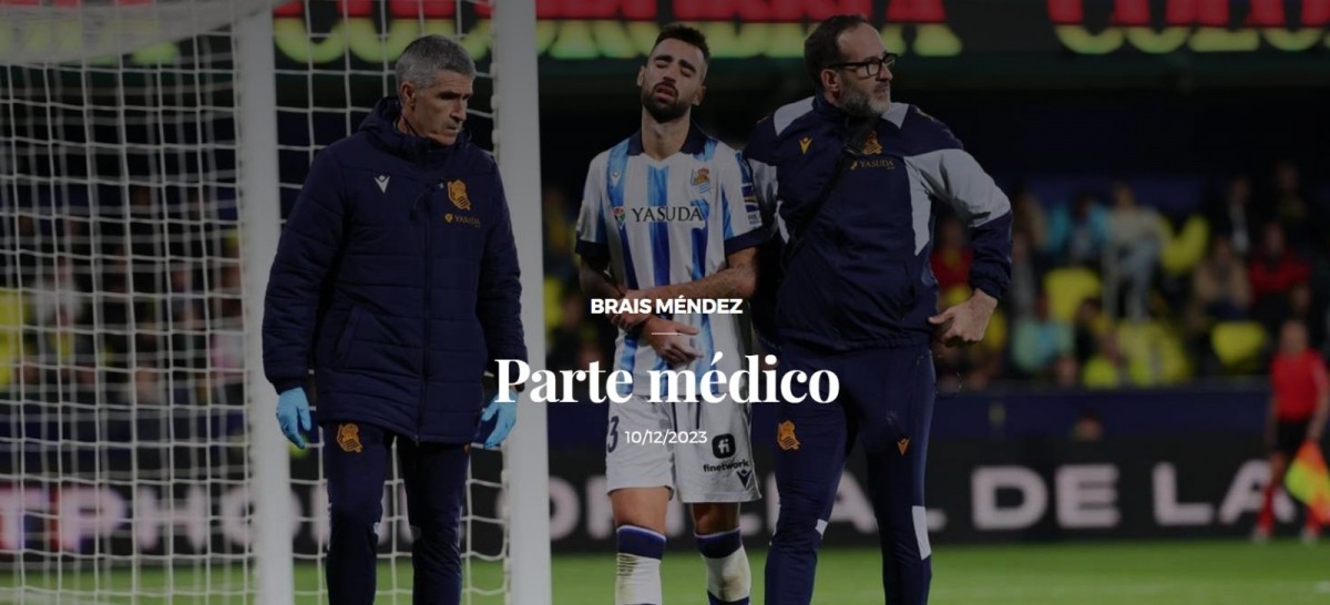 Parte médico oficial de Brais Méndez y tiempo de baja estimado ¡Malas noticias! Parte médico oficial de Brais Méndez y tiempo de baja estimado ¡Malas noticias!