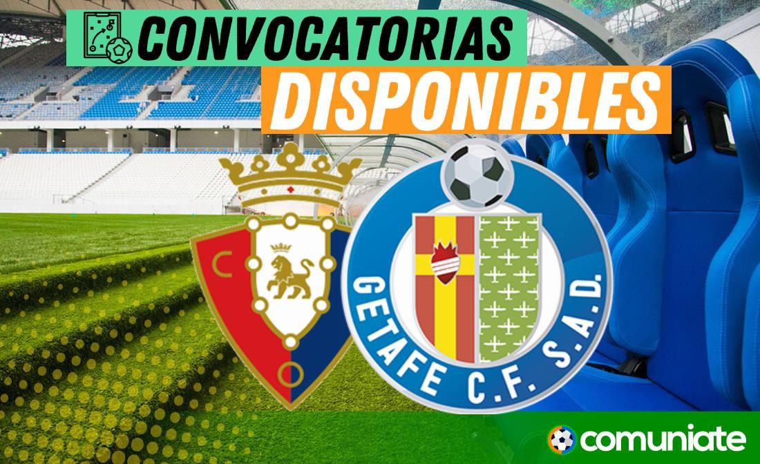 Jugadores convocados para el partido Osasuna y Getafe. Jornada 21. Jugadores convocados para el partido Osasuna y Getafe. Jornada 21.