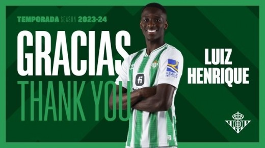 El Real Betis hace oficial la salida de Luiz Henrique a Botafogo