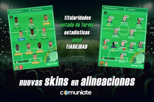 Mejoras en alineaciones posibles (nuevas skins o capas)