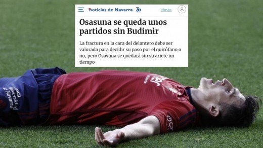 Osasuna perderá a Budimir durante varios partidos según Noticias de Navarra