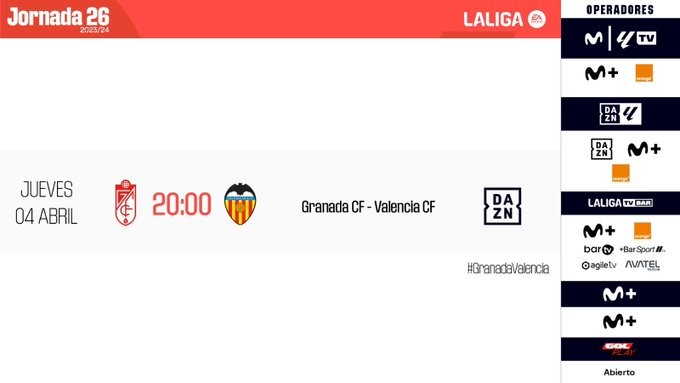 LaLiga hace oficial la fecha y horario del aplazado Granada - Valencia