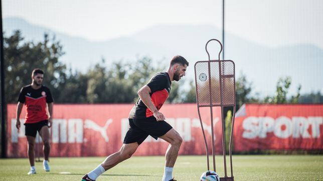 Entrenamiento del Girona: David López, Yangel Herrera y Borja García