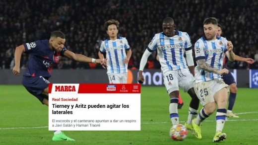 Rotaciones en la defensa de la Real Sociedad para enfrentarse al Cádiz según MARCA