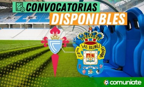 Jugadores convocados para el partido Celta y Las Palmas. Jornada 32.