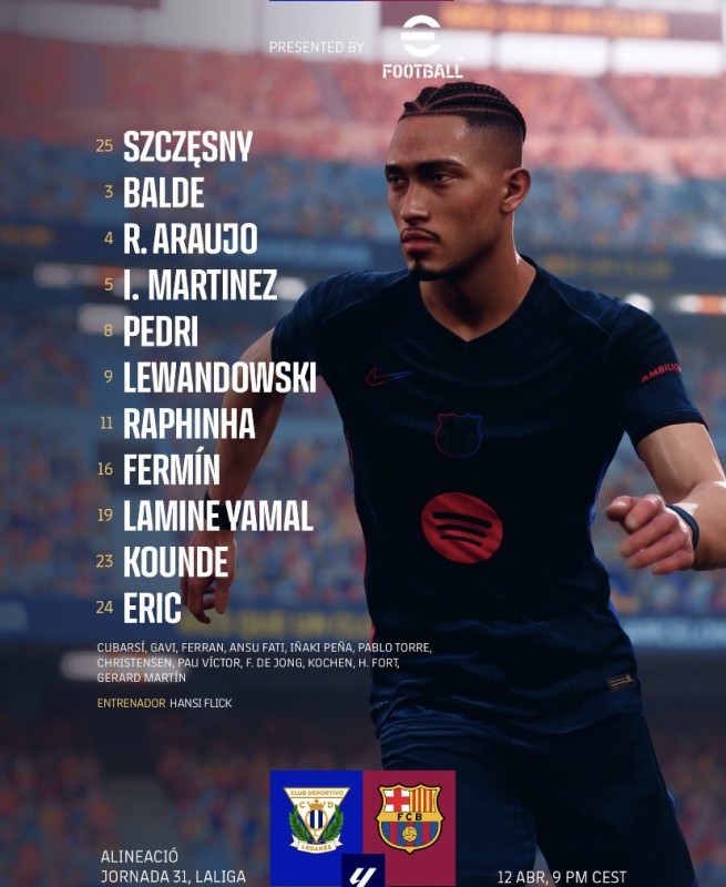 Alineaciones confirmadas del Leganés - Barcelona