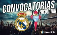 Jugadores convocados para el partido Real Madrid y Celta. Jornada 34.