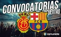 Jugadores convocados para el partido Mallorca y Barcelona. Jornada 1.
