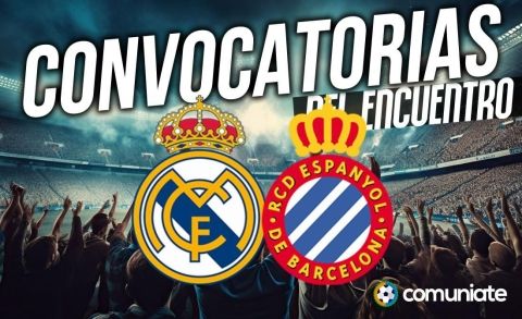 Jugadores convocados para el partido Real Madrid y Espanyol. Jornada 5.