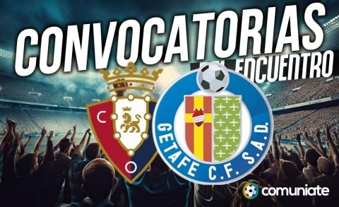 Jugadores convocados para el partido Osasuna y Getafe. Jornada 8.