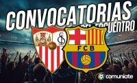 Jugadores convocados para el partido Sevilla y Barcelona. Jornada 8.