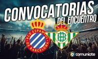 Jugadores convocados para el partido Espanyol y Betis. Jornada 8.