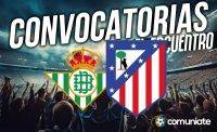 Jugadores convocados para el partido Betis y Atlético. Jornada 10.
