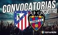 Jugadores convocados para el partido Atlético y Levante. Jornada 12. Jugadores convocados para el partido Atlético y Levante. Jornada 12.