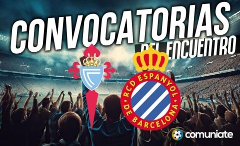 Jugadores convocados para el partido Celta y Espanyol. Jornada 14.