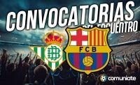 Jugadores convocados para el partido Betis y Barcelona. Jornada 15. Jugadores convocados para el partido Betis y Barcelona. Jornada 15.