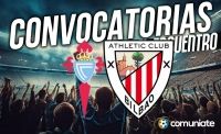 Jugadores convocados para el partido Celta y Athletic. Jornada 16.