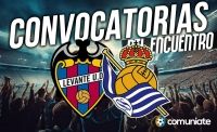 Jugadores convocados para el partido Levante y Real Sociedad. Jornada 17.