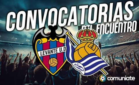 Jugadores convocados para el partido Levante y Real Sociedad. Jornada 17.