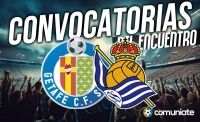 Jugadores convocados para el partido Getafe y Real Sociedad. Jornada 19.