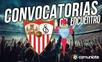 Jugadores convocados para el partido Sevilla y Celta. Jornada 19.