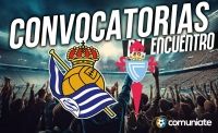 Jugadores convocados para el partido Real Sociedad y Celta. Jornada 21.