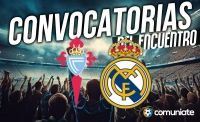 Jugadores convocados para el partido Celta y Real Madrid. Jornada 27.