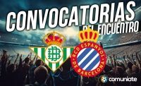 Jugadores convocados para el partido Betis y Espanyol. Jornada 30.