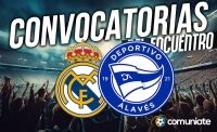 Jugadores convocados para el partido Real Madrid y Alavés. Jornada 33.