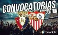 Jugadores convocados para el partido Osasuna y Sevilla. Jornada 32.