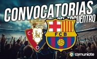 Jugadores convocados para el partido Osasuna y Barcelona. Jornada 34.