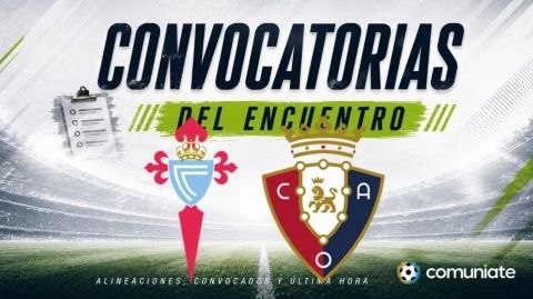 Jugadores convocados para el partido Celta y Osasuna. Jornada 1.