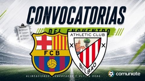 Jugadores convocados para el partido Barcelona y Athletic Club. Jornada 1.