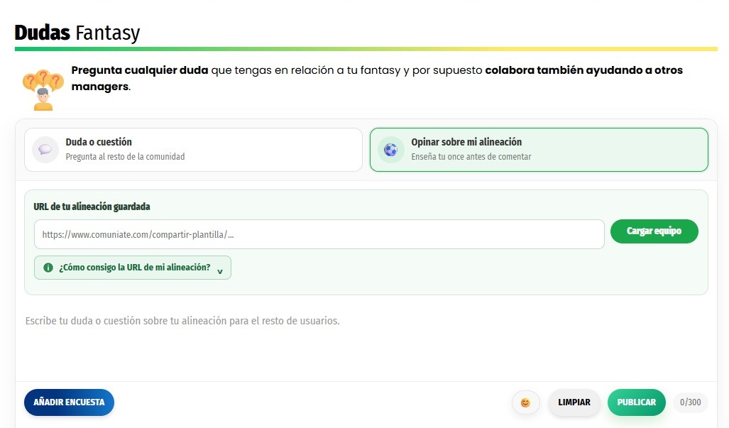 Mejoramos los comentarios de Comuniate: comparte tu alineación y resuelve tus dudas fantasy