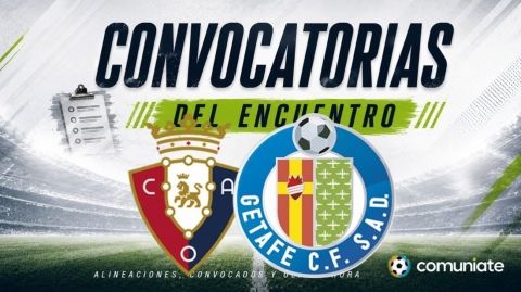 Jugadores convocados para el partido Osasuna y Getafe. Jornada 3.