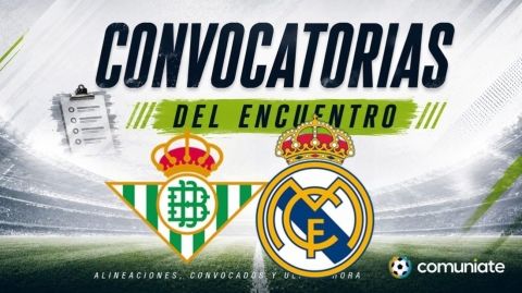 Jugadores convocados para el partido Betis y Real Madrid. Jornada 4.