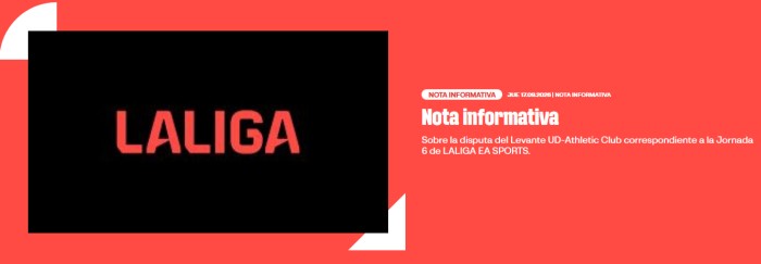 Tenemos fecha para el Levante - Athletic aplazado
